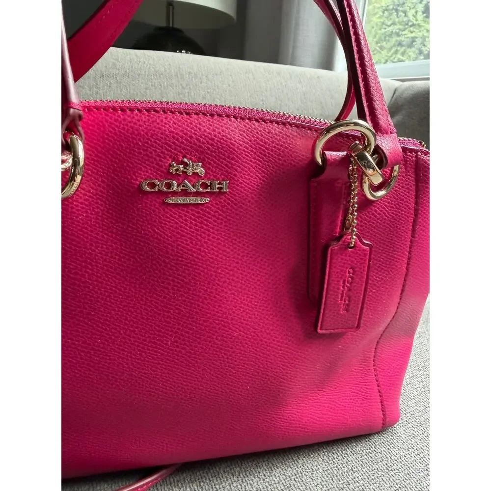 Coach Mini Christie Carryall Leather Shoulder HandBag Hot Pink